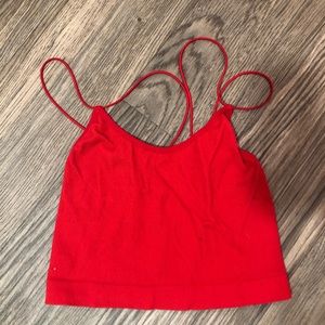 Red tank top cropped
